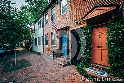 Old brick houses in the Old Town of Alexandria, Virginia. Stock Photo