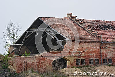 Old brick ruin house Stock Photo