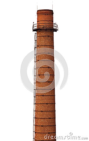 Old brick smokestack on white Stock Photo