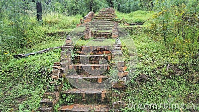 Old brick steps in the Newnes Industrial ruins Stock Photo