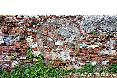 Old brick and stone italian wall built in the 1800s to separate the ownership of farmland Stock Photo