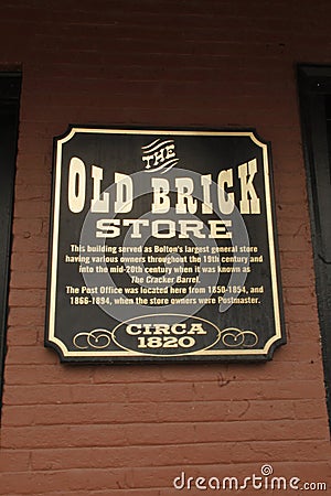 1820 The Old Brick Store in Bolton, Ma Editorial Stock Photo