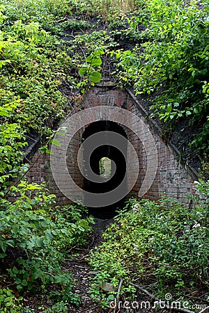 Old brick tunnel passage Stock Photo
