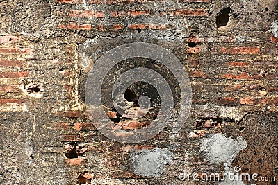 Old brick wall at Bosoboso Church in Antipolo, Philippines Stock Photo