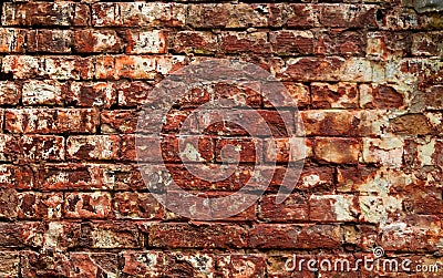 Old brick wall. Industrial background, empty grunge urban street with warehouse brick wall, natural light, copy space Stock Photo