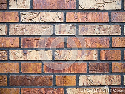 Old brick wall, old texture of red stone blocks closeup Stock Photo