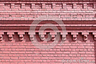 Old brick wall of red color with beautiful pattern. Stock Photo