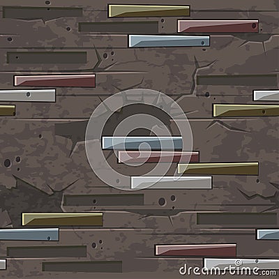 Old brick wall texture seamless. Brick stones seamless pattern. Brown wall with stones Vector Illustration