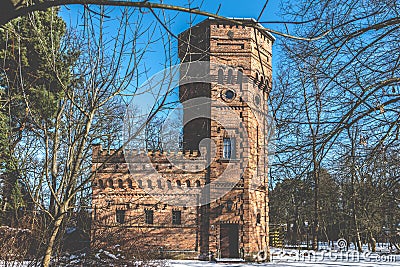 Old Brick Water Tower, Konstancin-Jeziorna, Poland Stock Photo