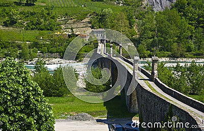 The Old Bridge of Bobbio Stock Photo