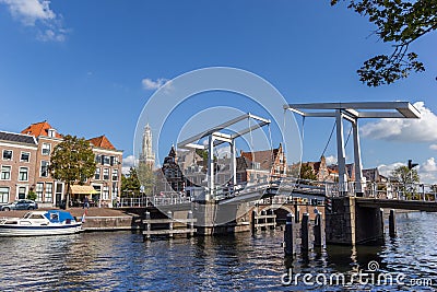 Old bridge in the center of Haarlem Editorial Stock Photo