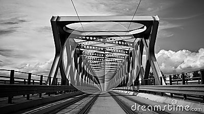 Old bridge Iron bridge in Bratislava Stock Photo