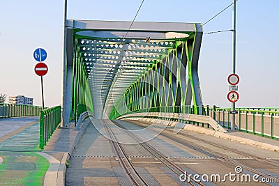 Old bridge Iron bridge in Bratislava, Slovakia Stock Photo