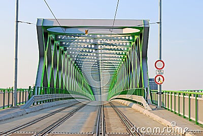 Old bridge Iron bridge in Bratislava, Slovakia Stock Photo