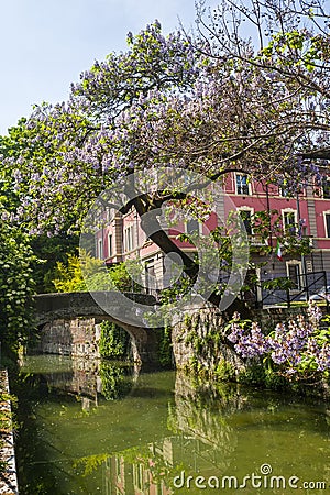 Old bridge on the Martesana canal (Milan) Stock Photo