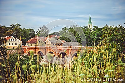 Old bridge over the river Stock Photo