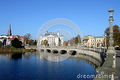 Old bridge in schwerin Stock Photo