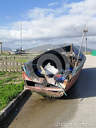 Old broken and abandoned boat Editorial Stock Photo