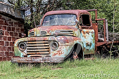 Old broken down farm truck Stock Photo