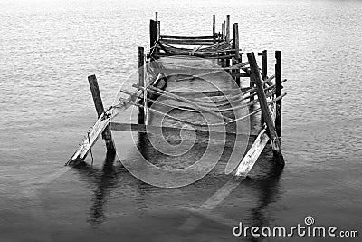 Old Broken Down Pier Stock Photo