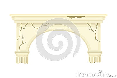 Old broken marble arch, ancient architecture design element vector illustration Vector Illustration
