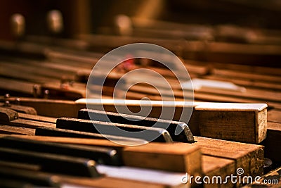 Old broken piano Stock Photo