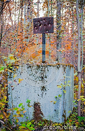 The old broken target in the wood Stock Photo