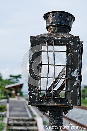 The old broken train light bulb Stock Photo