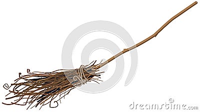 Old broom isolated Vector Illustration