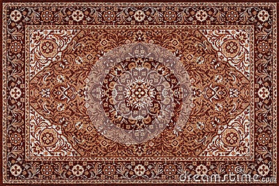 Old Brown Persian Carpet Texture, abstract ornament Stock Photo