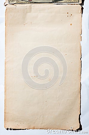 Old, brown, worn paper on white background Stock Photo
