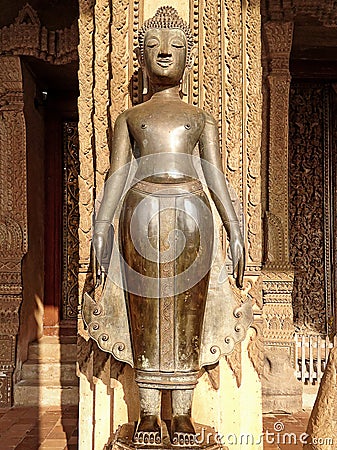 Old Buddha image in Wat Sisaket Temple in Vientiane, Laos Stock Photo