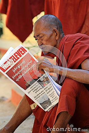 Old Buddhist monk in Mandalay Editorial Stock Photo