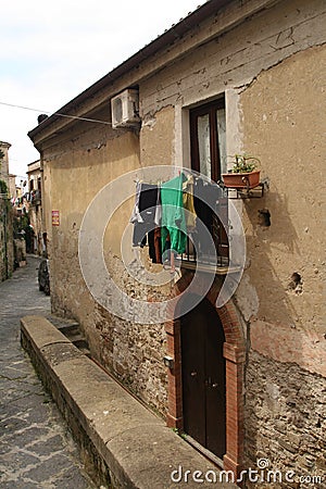 Old building in an alley in the old town of agricola, cilento national park, salerno province, campania, italy Stock Photo