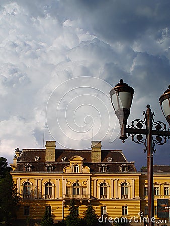 Old building and cloudy sky Stock Photo