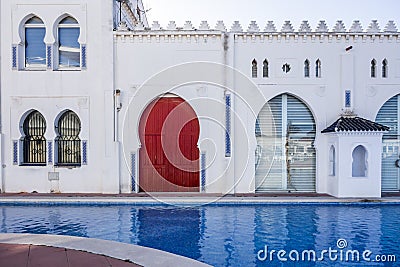 Old building,edificio moruno in old lonja in El Grao, maritime d Editorial Stock Photo