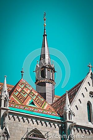 Old building of European church, Hungary. Budapest. Stock Photo