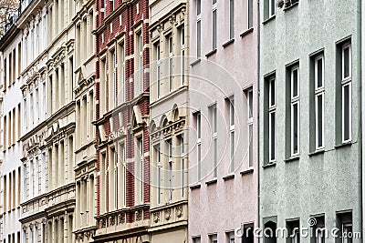 old building facades of rented apartments Stock Photo