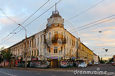 Old building (house of Sedov) in sunset light, Rybinsk, Russia Editorial Stock Photo