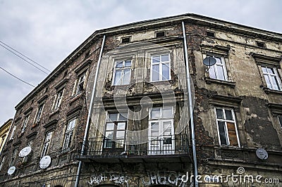 Old building in Jewish quarter in Krakow Editorial Stock Photo