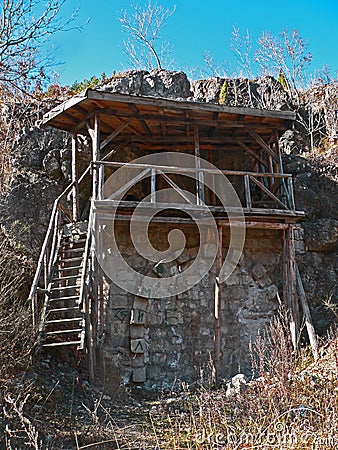 Old Building in the rocks. Good view and picnic and barbeque place. Stock Photo