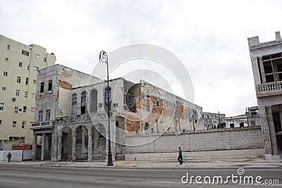 Old buildings in Havana, with visible bricks Stock Photo