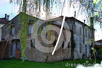 old buildings, Oriago, for restoration, shutters Stock Photo