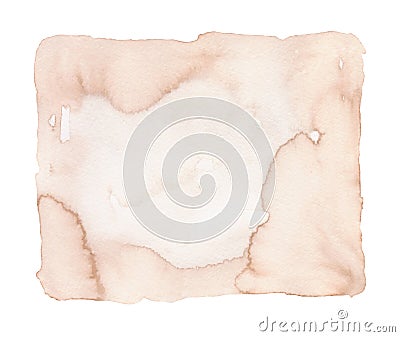 An old burnt piece of paper. Abstract watercolor beige background. Stock Photo