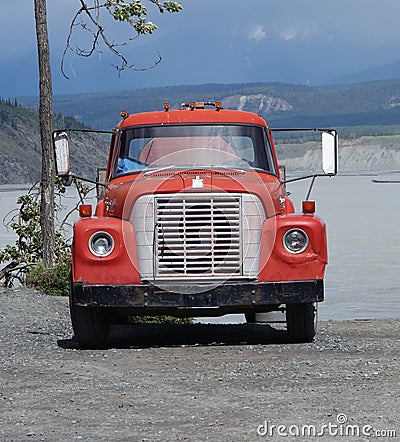 An old bus stern to the copper river Editorial Stock Photo