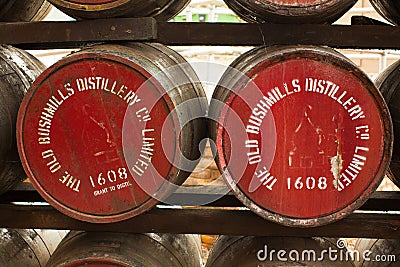 Old Bushmills Distillery Red Barrels Editorial Stock Photo