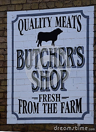 Old Butcher Shop Sign Editorial Stock Photo