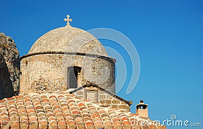 Old byzantine church of Monemvasia town,Greece Stock Photo