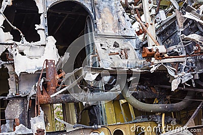 Old cabin crashed Russian plane. Stock Photo