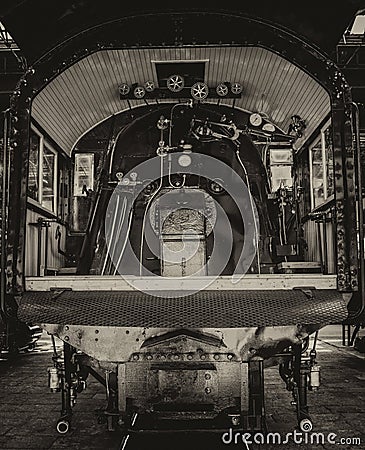 Old cabin steam locomotive Stock Photo